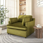 Fauteuil d'appoint vert 37 avec pieds en plastique et coussins décoratifs