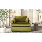 Fauteuil d'appoint vert 37 avec pieds en plastique et coussins décoratifs