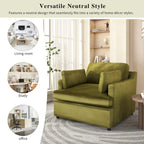 Fauteuil d'appoint vert 37 avec pieds en plastique et coussins décoratifs