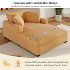 Chaise longue de 53,5 po avec pieds en bois massif et coussins confortables