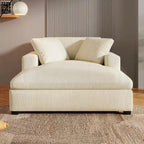 Chaise longue de 53,5 po avec pieds en bois massif et coussins confortables