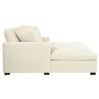 Chaise longue de 53,5 po avec pieds en bois massif et coussins confortables