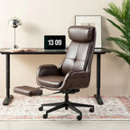 Chaise de bureau ergonomique inclinable et pivotante avec repose-pieds et accoudoirs