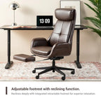 Chaise de bureau ergonomique inclinable et pivotante avec repose-pieds et accoudoirs