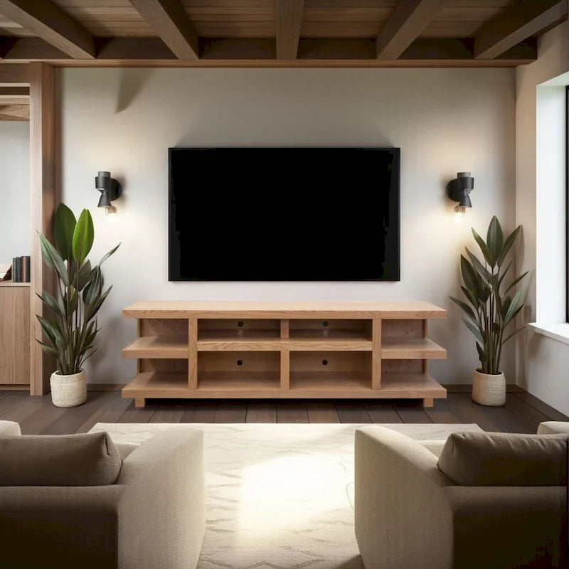 Meuble TV de 216 cm pour téléviseurs jusqu'à 241 cm, aucun assemblage requis