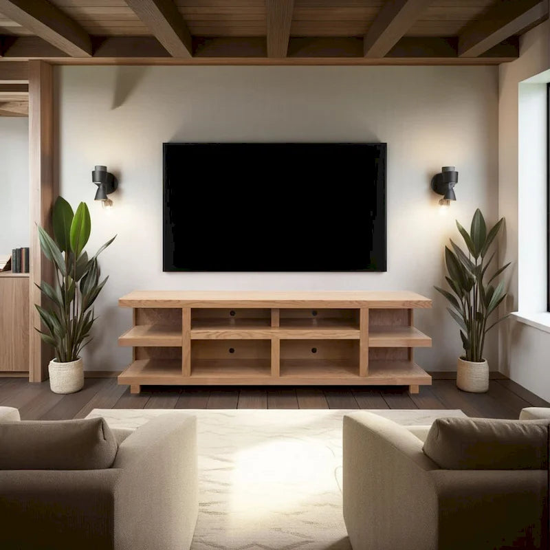 Meuble TV de 216 cm pour téléviseurs jusqu'à 241 cm, aucun assemblage requis