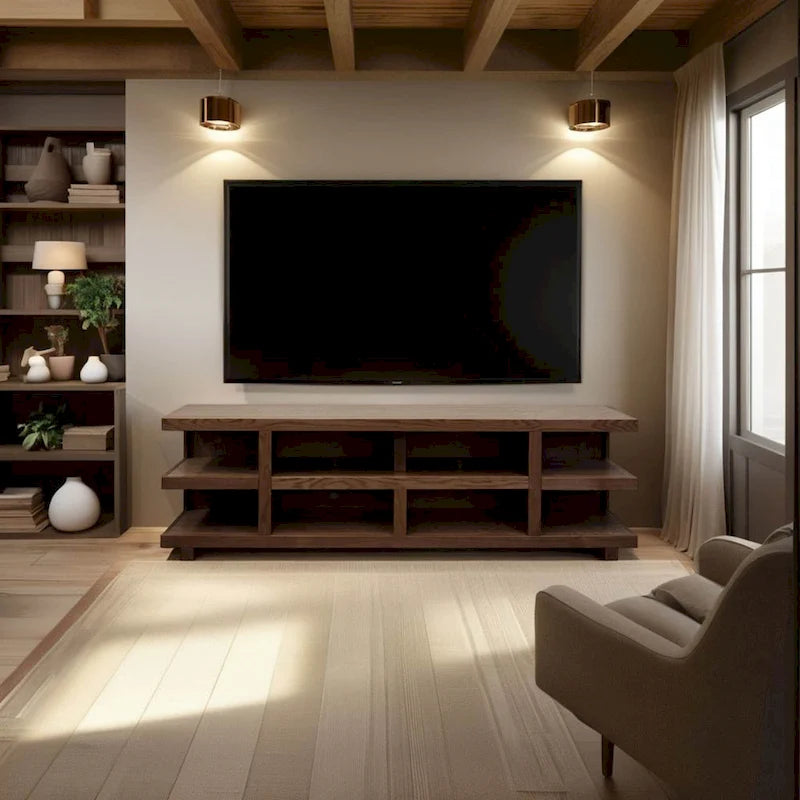 Meuble TV de 216 cm pour téléviseurs jusqu'à 241 cm, aucun assemblage requis