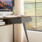 Bureau du milieu du siècle avec ports USB et prise de courant, bureau d'étude moderne avec tiroirs, bureau d'ordinateur pour la maison