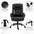 Fauteuil de bureau exécutif avec siège large, chaise de bureau d'ordinateur à dossier haut, hauteur réglable et roulettes pivotantes