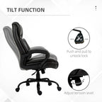 Fauteuil de bureau exécutif avec siège large, chaise de bureau d'ordinateur à dossier haut, hauteur réglable et roulettes pivotantes