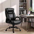 Fauteuil de bureau exécutif avec siège large, chaise de bureau d'ordinateur à dossier haut, hauteur réglable et roulettes pivotantes