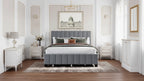 Queen Size Velvet Platform Bed with 1 Twin XL Trundle Upholstered Bed Frame and 2 Drawers Storage Bed No Box Spring Needed