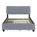 Lit Plateforme Queen Size en Velours avec 1 Lit Gigogne Twin XL, Cadre de Lit Rembourré et 2 Tiroirs de Rangement, Aucun Sommier Tapissier Requis