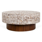 Table basse piédestal ronde en coquille de noix de coco