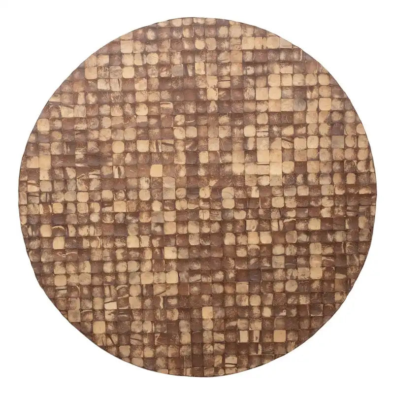 Table basse piédestal ronde en coquille de noix de coco