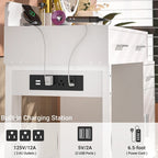 Coiffeuse réversible avec station de recharge, 4 tiroirs en bois et 1 meuble de rangement - N/A