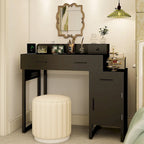 Coiffeuse réversible avec station de recharge, 4 tiroirs en bois et 1 meuble de rangement - N/A