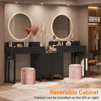 Coiffeuse réversible avec station de recharge, 4 tiroirs en bois et 1 meuble de rangement - N/A
