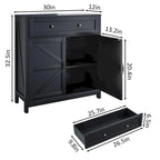 Meuble de bar à café avec deux tiroirs, meuble de rangement de cuisine avec étagère réglable, buffet avec deux portes