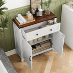 Meuble de bar à café avec deux tiroirs, meuble de rangement de cuisine avec étagère réglable, buffet avec deux portes