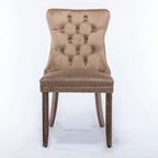 Chaise de salle à manger contemporaine haut de gamme en velours capitonné et bois massif