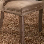 Chaise de salle à manger contemporaine haut de gamme en velours capitonné et bois massif