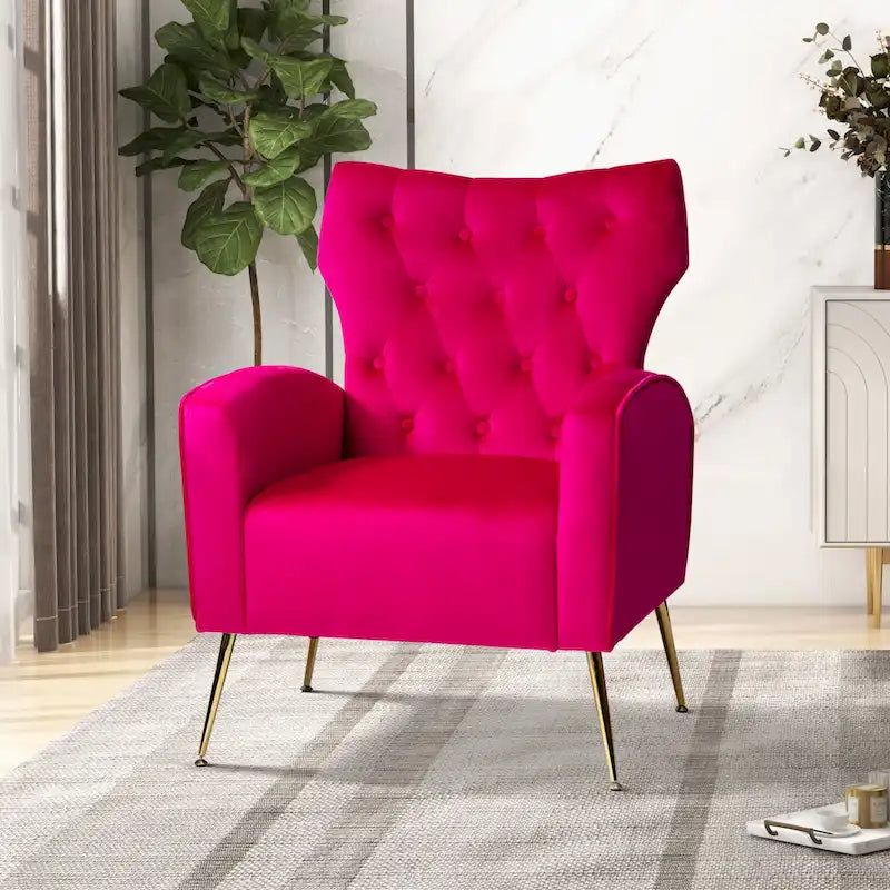 Fauteuil contemporain à dossier capitonné avec pieds en métal