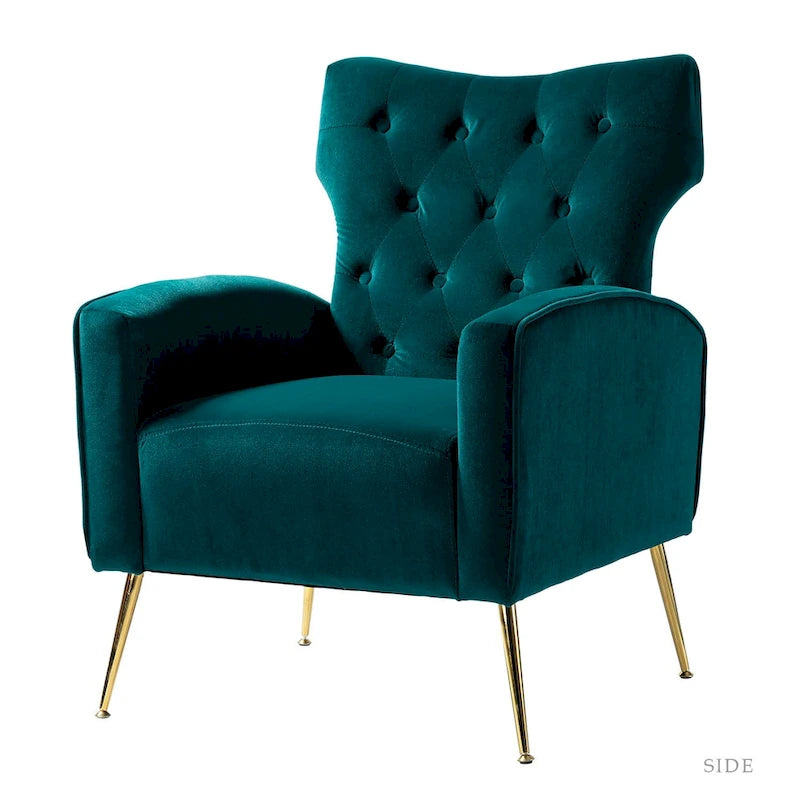 Fauteuil contemporain à dossier capitonné avec pieds en métal