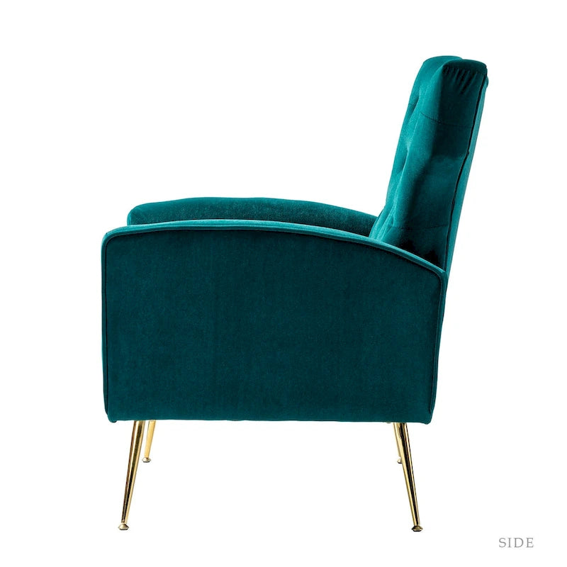 Fauteuil contemporain à dossier capitonné avec pieds en métal