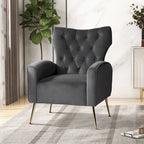 Fauteuil contemporain à dossier capitonné avec pieds en métal