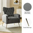 Fauteuil contemporain à dossier capitonné avec pieds en métal
