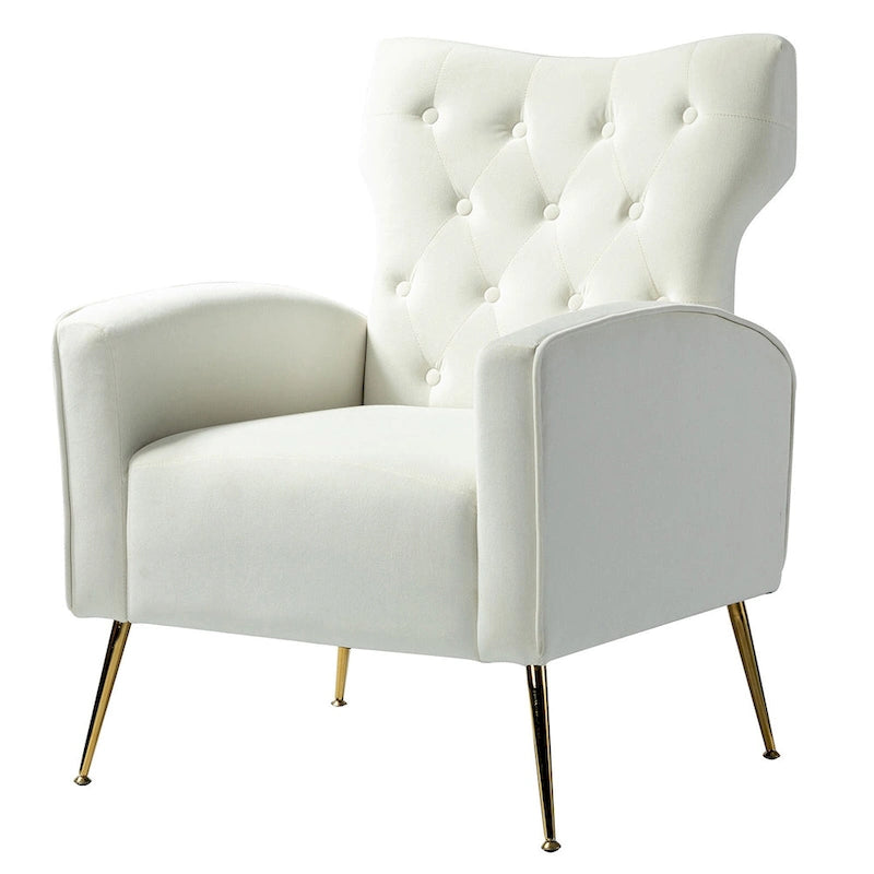 Fauteuil contemporain à dossier capitonné avec pieds en métal