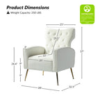 Fauteuil contemporain à dossier capitonné avec pieds en métal