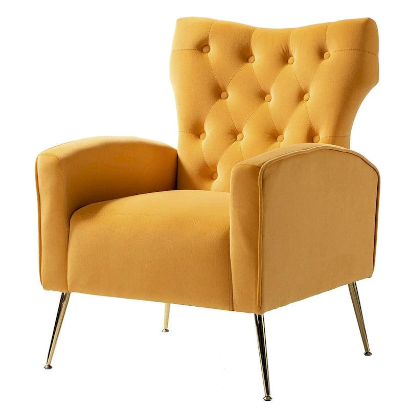 Fauteuil contemporain à dossier capitonné avec pieds en métal