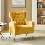 Fauteuil contemporain à dossier capitonné avec pieds en métal