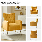 Fauteuil contemporain à dossier capitonné avec pieds en métal