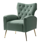 Fauteuil contemporain à dossier capitonné avec pieds en métal