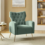 Fauteuil contemporain à dossier capitonné avec pieds en métal