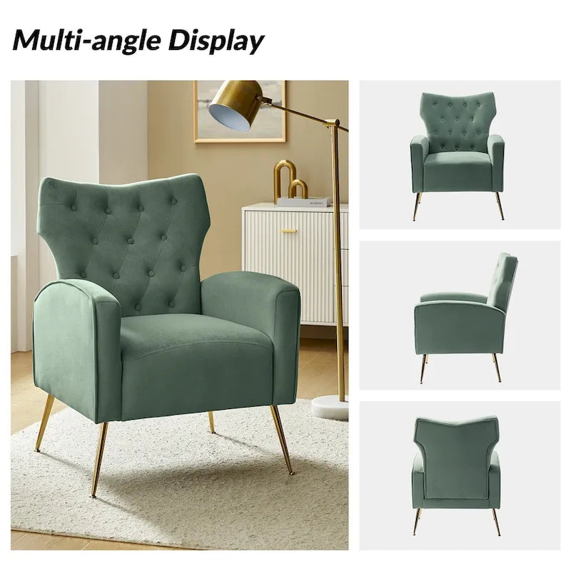 Fauteuil contemporain à dossier capitonné avec pieds en métal
