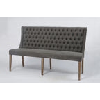 Banquette de salle à manger capitonnée en tissu tufté, style français (tissu sable clair)