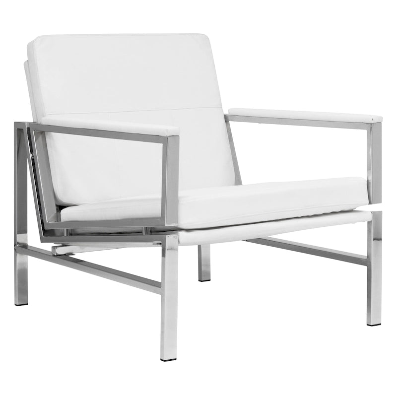 Fauteuil d'appoint du milieu du siècle en métal et cuir reconstitué