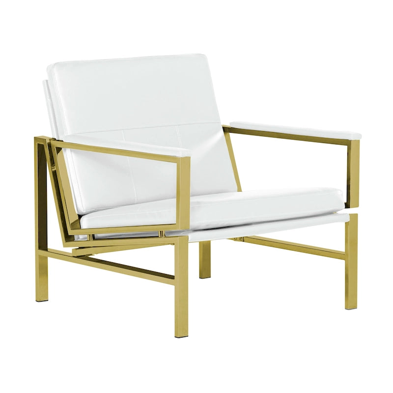 Fauteuil d'appoint du milieu du siècle en métal et cuir reconstitué