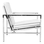 Fauteuil d'appoint du milieu du siècle en métal et cuir reconstitué
