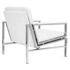 Fauteuil d'appoint du milieu du siècle en métal et cuir reconstitué