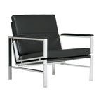 Fauteuil d'appoint du milieu du siècle en métal et cuir reconstitué