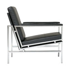 Fauteuil d'appoint du milieu du siècle en métal et cuir reconstitué