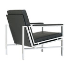 Fauteuil d'appoint du milieu du siècle en métal et cuir reconstitué