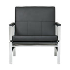 Fauteuil d'appoint du milieu du siècle en métal et cuir reconstitué