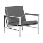 Fauteuil d'appoint du milieu du siècle en métal et cuir reconstitué
