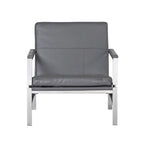 Fauteuil d'appoint du milieu du siècle en métal et cuir reconstitué